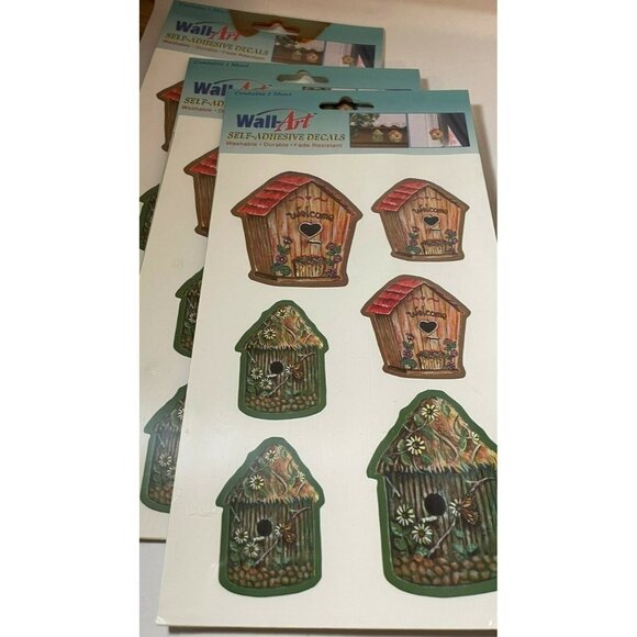 Bird Houses Wall Art Self Adhesive Decals Washable Durable Lot of 3 Only - Picture 4 of 7